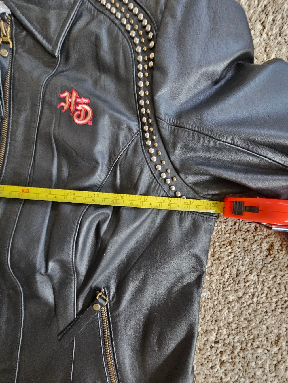 Harley-Davidson Studded Leather Jacket | Embroidered Back Logo | Moto Style - Picture 7 of 12